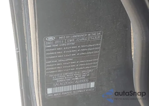 2012 Land Rover Lr4 from USA, damaged, VIN SALAG2D4XCA599005